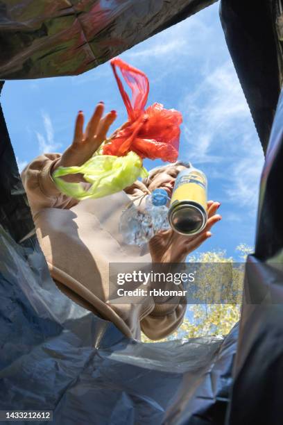 recycling and utilization plastic household waste - divided stock pictures, royalty-free photos & images