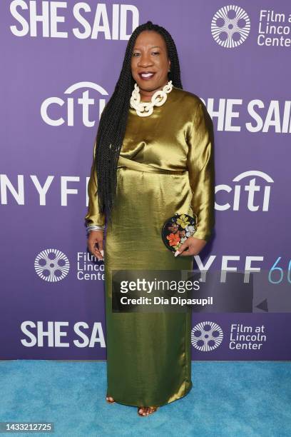 Tarana Burke attends the red carpet event for "She Said" during the 60th New York Film Festival at Alice Tully Hall, Lincoln Center on October 13,...