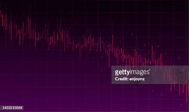 stock market chart falling candles and arrows vector financial chart - falling stock illustrations