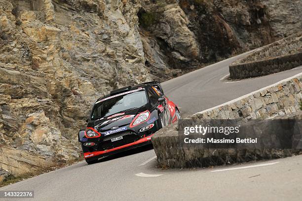 Henning Solberg of Norway and Ilka Minor of Austria compete in their Ford Fiesta RS WRC during Day Four of the WRC Rallye Montecarlo on January 21,...