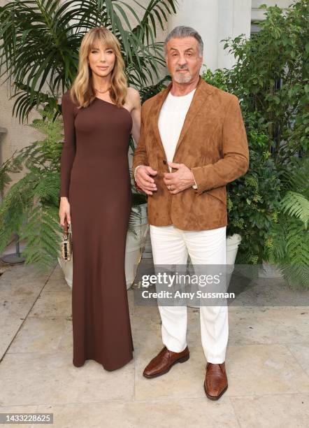 Jennifer Flavin and Sylvester Stallone attend the Ralph Lauren SS23 Runway Show at The Huntington Library, Art Collections, and Botanical Gardens on...