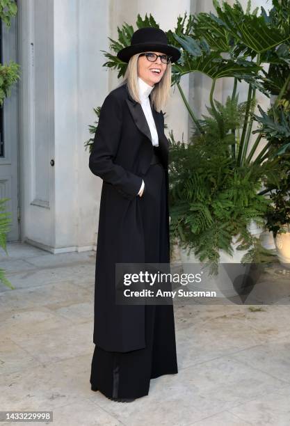 Diane Keaton attends the Ralph Lauren SS23 Runway Show at The Huntington Library, Art Collections, and Botanical Gardens on October 13, 2022 in San...