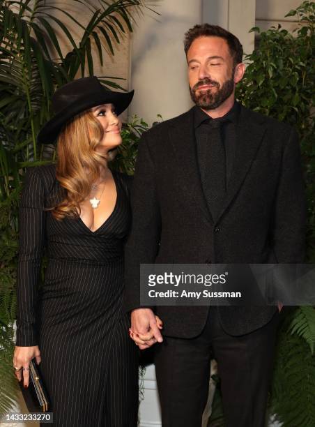 Jennifer Lopez and Ben Affleck attend the Ralph Lauren SS23 Runway Show at The Huntington Library, Art Collections, and Botanical Gardens on October...