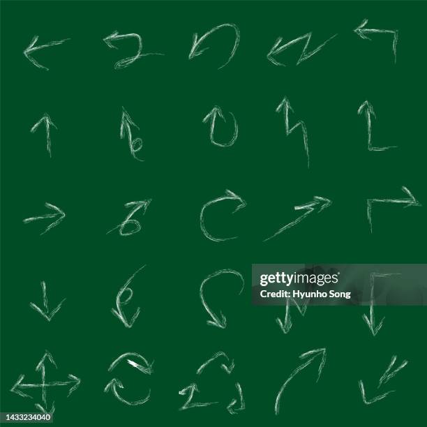 various vector shapes hand-drawn in white. - chalk arrow stock illustrations