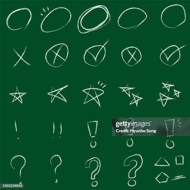 various vector shapes hand-drawn in white. - chalk circle stock illustrations