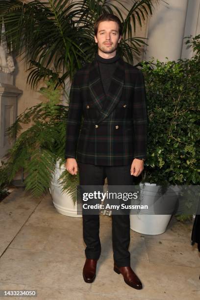 Patrick Schwarzenegger attends the Ralph Lauren SS23 Runway Show at The Huntington Library, Art Collections, and Botanical Gardens on October 13,...