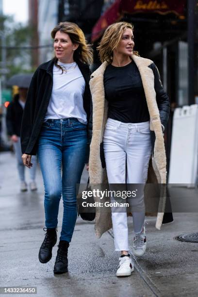 Alisa Wolfson and Katie Cassidy are seen in Tribeca on October 13, 2022 in New York City.