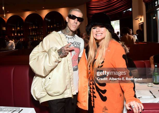 Travis Barker and Avril Lavigne attend the Ribbon Cutting Ceremony at the Newly Opened Crossroads Kitchen at The Commons at Calabasas on October 13,...