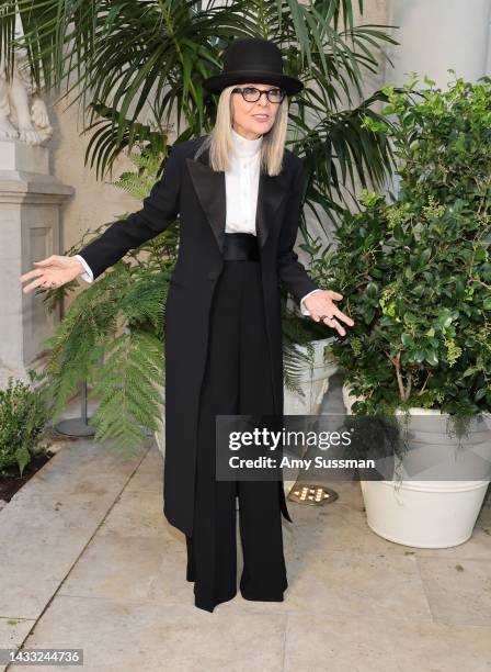 Diane Keaton attends the Ralph Lauren SS23 Runway Show at The Huntington Library, Art Collections, and Botanical Gardens on October 13, 2022 in San...