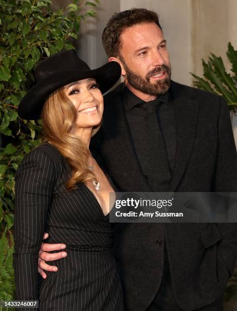 Jennifer Lopez and Ben Affleck attend the Ralph Lauren SS23 Runway Show at The Huntington Library, Art Collections, and Botanical Gardens on October...