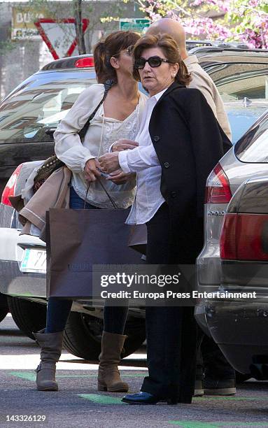 Monica Cruz, her mother Encarna Sanchez and a friend are seen on April 23, 2012 in Madrid, Spain.