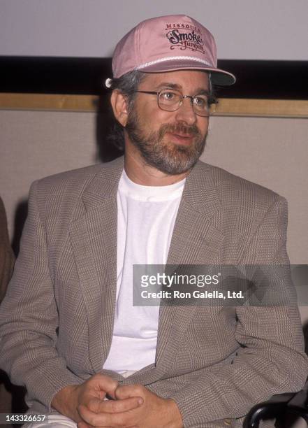 Director Steven Spielberg attends the Press Conference to Announce the Formation of the Film Foundation to Preserve the American Film Heritage on May...