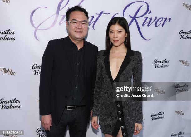 Chris Chan Lee and Amy Tsang attend the "Silent River" Opening Night Theatrical Premiere at Laemmle Glendale on October 13, 2022 in Glendale,...