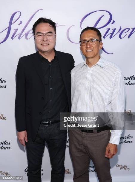 Chris Chan Lee and Robert Cho attend the "Silent River" Opening Night Theatrical Premiere at Laemmle Glendale on October 13, 2022 in Glendale,...