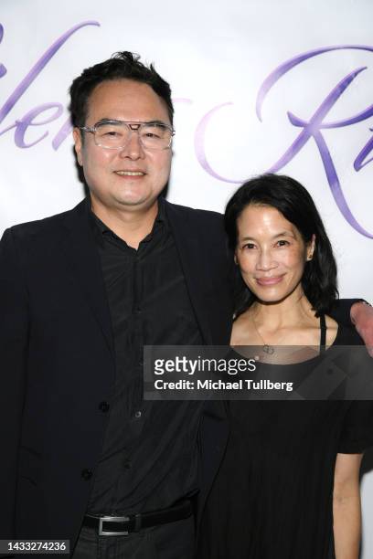 Director Chris Chen Lee and Eugenia Yuan attend the red carpet premiere of "Silent River" at Laemmle Glendale on October 13, 2022 in Glendale,...