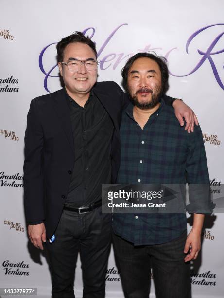 Chris Chan Lee and Goh Nakamura attend the "Silent River" Opening Night Theatrical Premiere at Laemmle Glendale on October 13, 2022 in Glendale,...