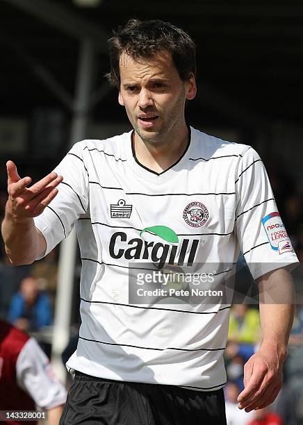 Ben Purkiss of Hereford United in action during the npower League Two match between Hereford United and Northampton Town at Edgar Street on April 21,...