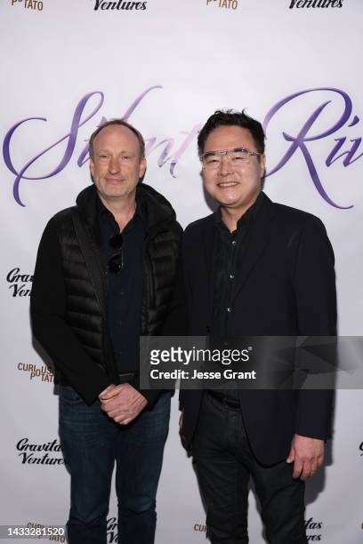Christian D. Bruun and Chris Chan Lee attend the "Silent River" Opening Night Theatrical Premiere at Laemmle Glendale on October 13, 2022 in...