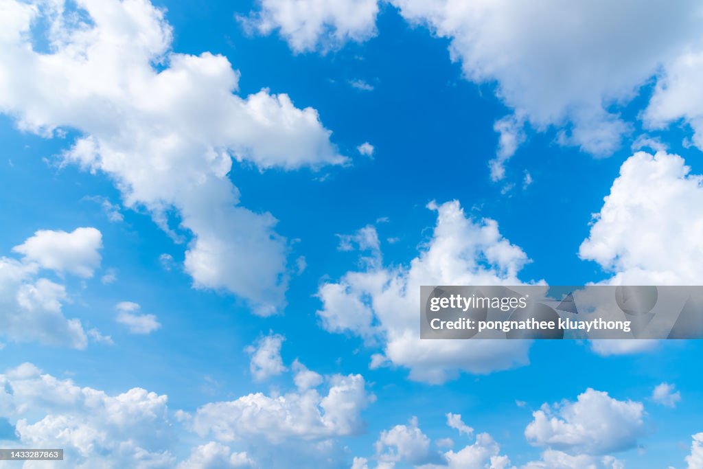 Blue sky and White cloud nature background.