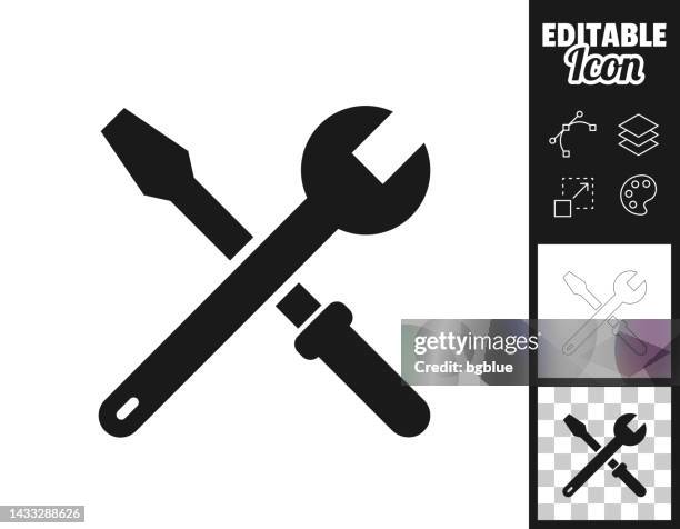 tools - wrench and screwdriver. icon for design. easily editable - car toolbox stock illustrations