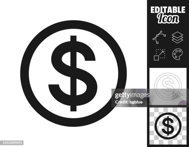 ilustraciones, imágenes clip art, dibujos animados e iconos de stock de moneda de dólar. icono para el diseño. fácilmente editable - símbolo del dólar