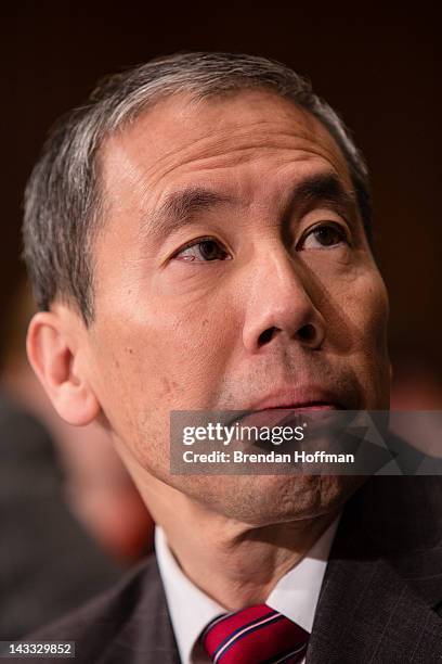 Principal Deputy Assistant Secretary of State for African Affairs Donald Yamamoto testifies at a hearing on Capitol Hill on April 24, 2012 in...