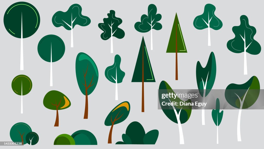 Summer vector tree set