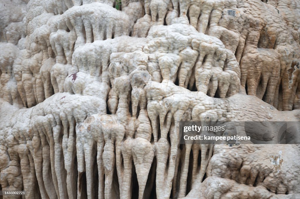 Close-up of stalactites stone information