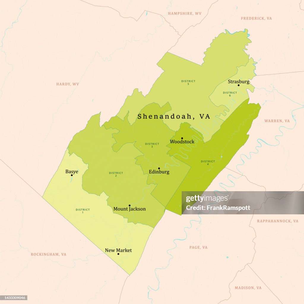 VA Shenandoah County Vector Map Green