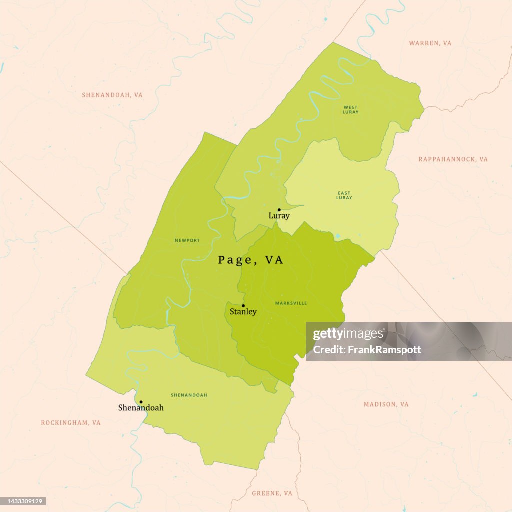 VA Page County Vector Map Green