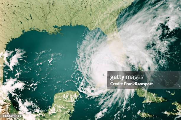 hurricane ian 2022 cloud map gulf of mexico 3d render color - gulf coast states stockfoto's en -beelden