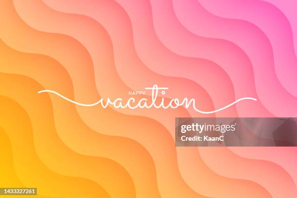 beschriftungskomposition der happy vacation vektor-stock-illustration - autumn stock illustrations stock-grafiken, -clipart, -cartoons und -symbole