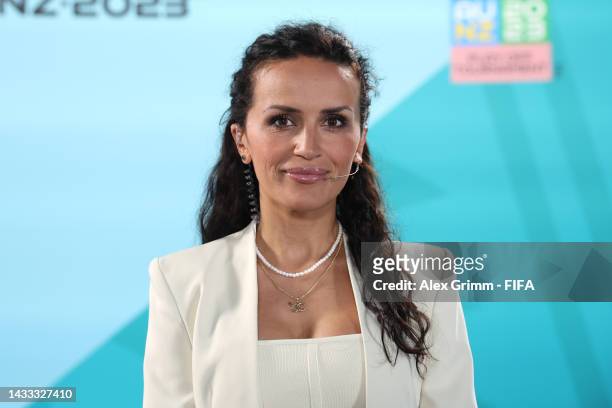 Fatmire 'Lira' Alushi poses for a photo prior to the FIFA Women's World Cup 2023 Play-Off Tournament Draw at Home of FIFA on October 14, 2022 in...