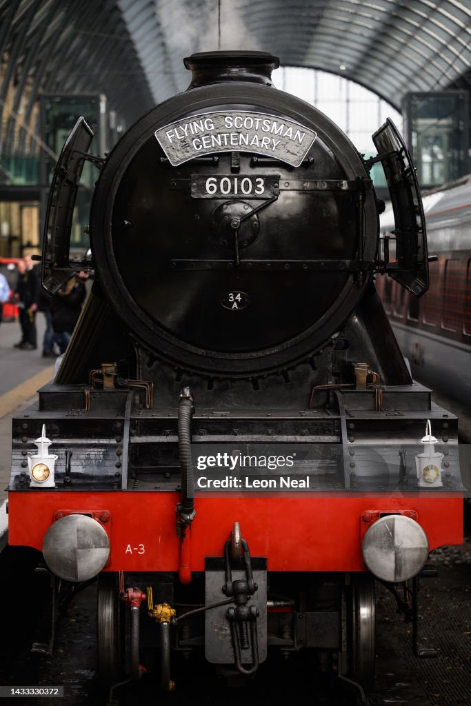 The Name Plate Is Seen On The Front Of The Flying Scotsman During A the-name-plate-is-seen-on-the-front-of-the-flying-scotsman-during-a