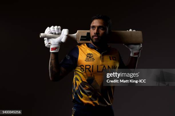 Kusal Mendis poses during the Sri Lanka ICC Men's T20 Cricket World Cup 2022 team headshots at Melbourne Cricket Ground on October 12, 2022 in...