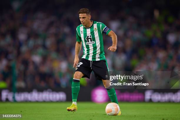 Joaquín Sanchez of Real Betis in action during the UEFA Europa League group C match between Real Betis and AS Roma at Estadio Benito Villamarin on...