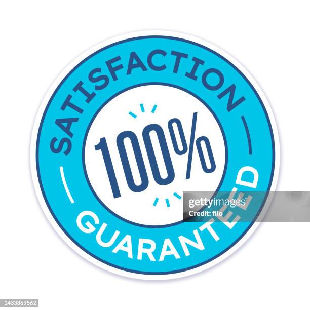 satisfaction guaranteed 100 percent badge - reliable stock illustrations