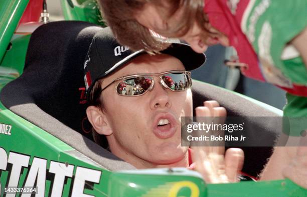 Racer Adrian Fernandez from Mexico at the Long Beach Grand Prix Race, April 11, 1997 in Long Beach, California.