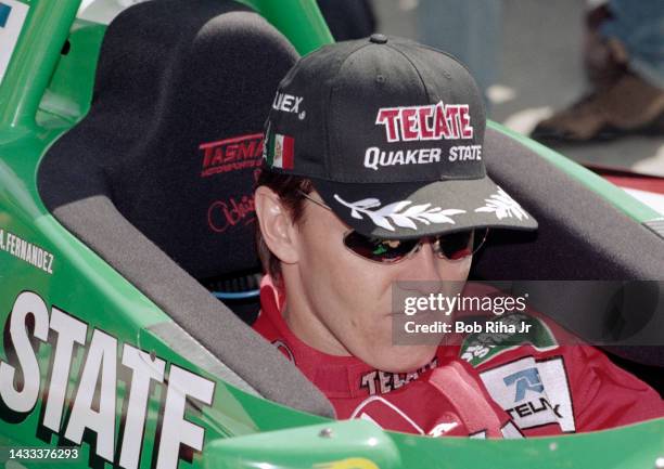 Racer Adrian Fernandez from Mexico at the Long Beach Grand Prix Race, April 11, 1997 in Long Beach, California.