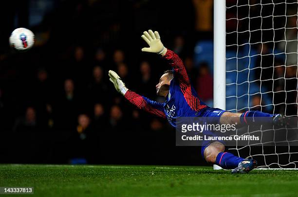 Shay Given of Aston Villa dives unsuccessfully to save the penalty kick of Martin Petrov of Bolton Wanderers during the Barclays Premier League match...