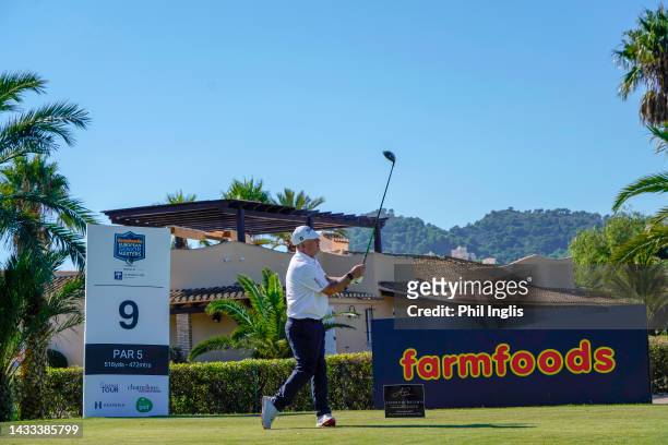 Peter Baker of Englan in action during Day One of the Farmfoods European Senior Masters hosted by Peter Baker 2022 at La Manga Club on October 14,...