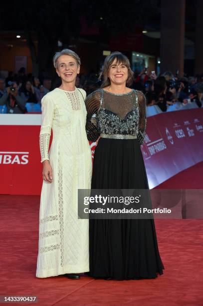 The daughters of the Italian tenor Luciano Pavarotti, Cristina Pavarotti and Giuliana Pavarotti, at Rome Film Fest 2022. Open ceremony. Rome ,...