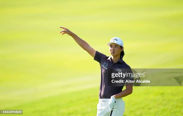 Min Woo Lee of Australia looks on from the 11th hole during Day Two of the Estrella Damm N.A. Andalucía Masters at Real Club Valderrama on October...