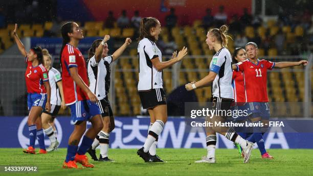 Jella Veit of Germany celebrates scoring her teams first goal during the Group B match between Germany and Chile of the FIFA U-17 Women's World Cup...