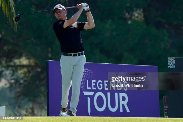 Paul Eales of Englan in action during Day One of the Farmfoods European Senior Masters hosted by Peter Baker 2022 at La Manga Club on October 14,...