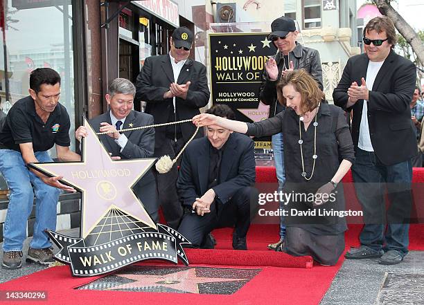 Hollywood Walk of Fame assistant, Hollywood Chamber of Commerce president/CEO Leron Gubler and actors Dan Aykroyd, John Cusack, Billy Bob Thornton,...