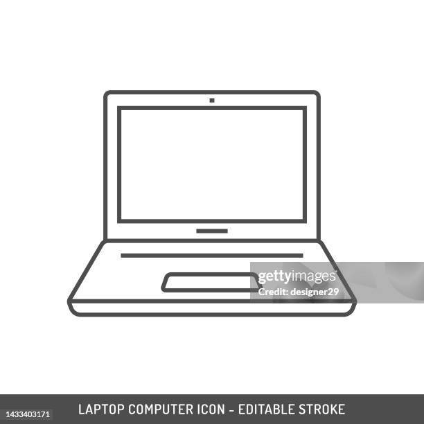 laptop computer icon editable stroke. - laptops in a row stock illustrations