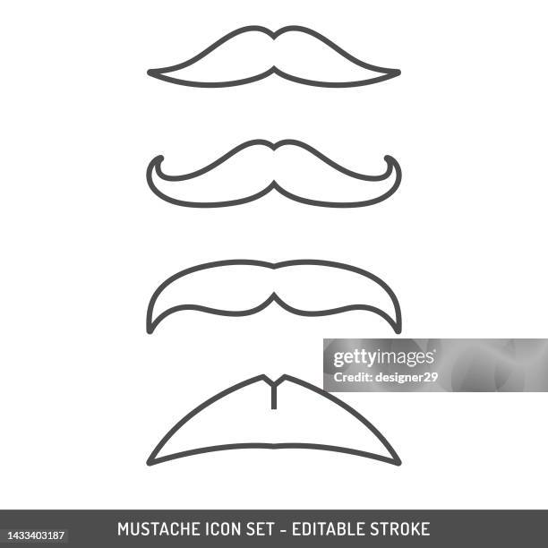 mustache icon set editable stroke. - shaving head stock illustrations