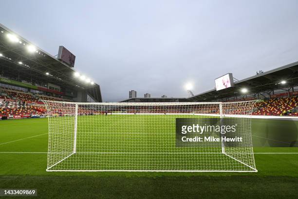 General view inside the stadium prior to the Premier League match between Brentford FC and Brighton & Hove Albion at Brentford Community Stadium on...