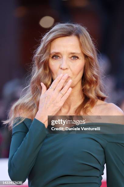 Eliana Miglio attends the red carpet for "La Cura" during the 17th Rome Film Festival at Auditorium Parco Della Musica on October 14, 2022 in Rome,...